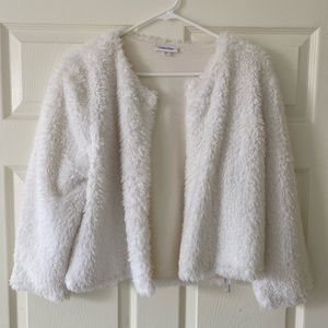 White Faux Fur throw jacket